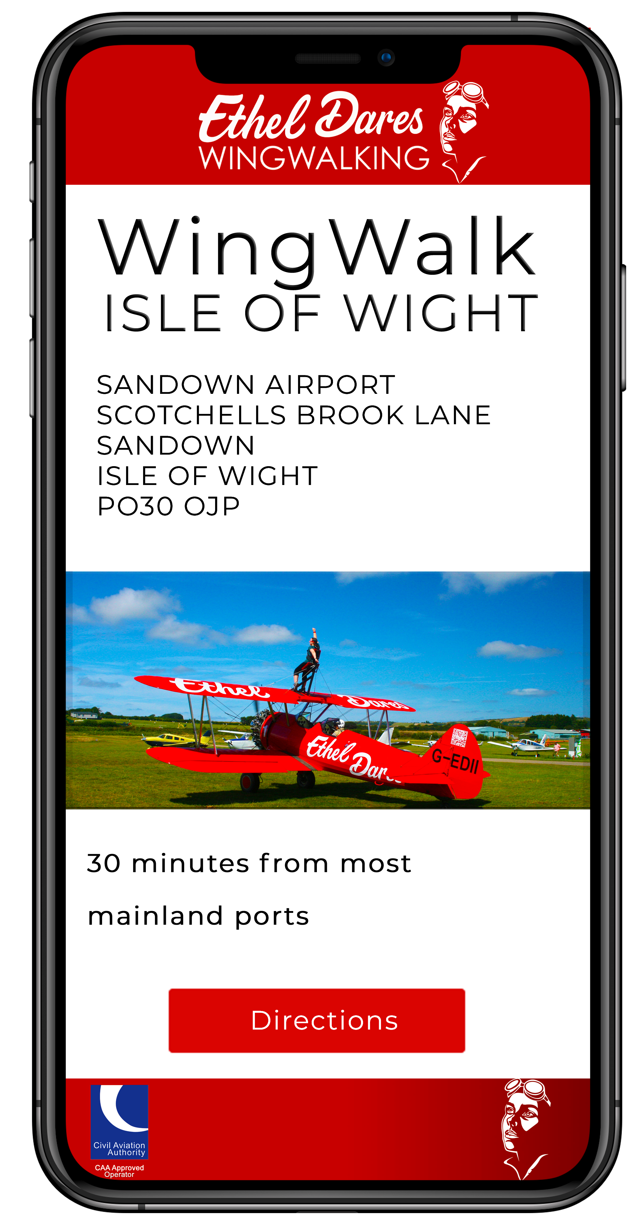 wingwalk with Ethel Dares Locations in Essex, London and Isle of Wight