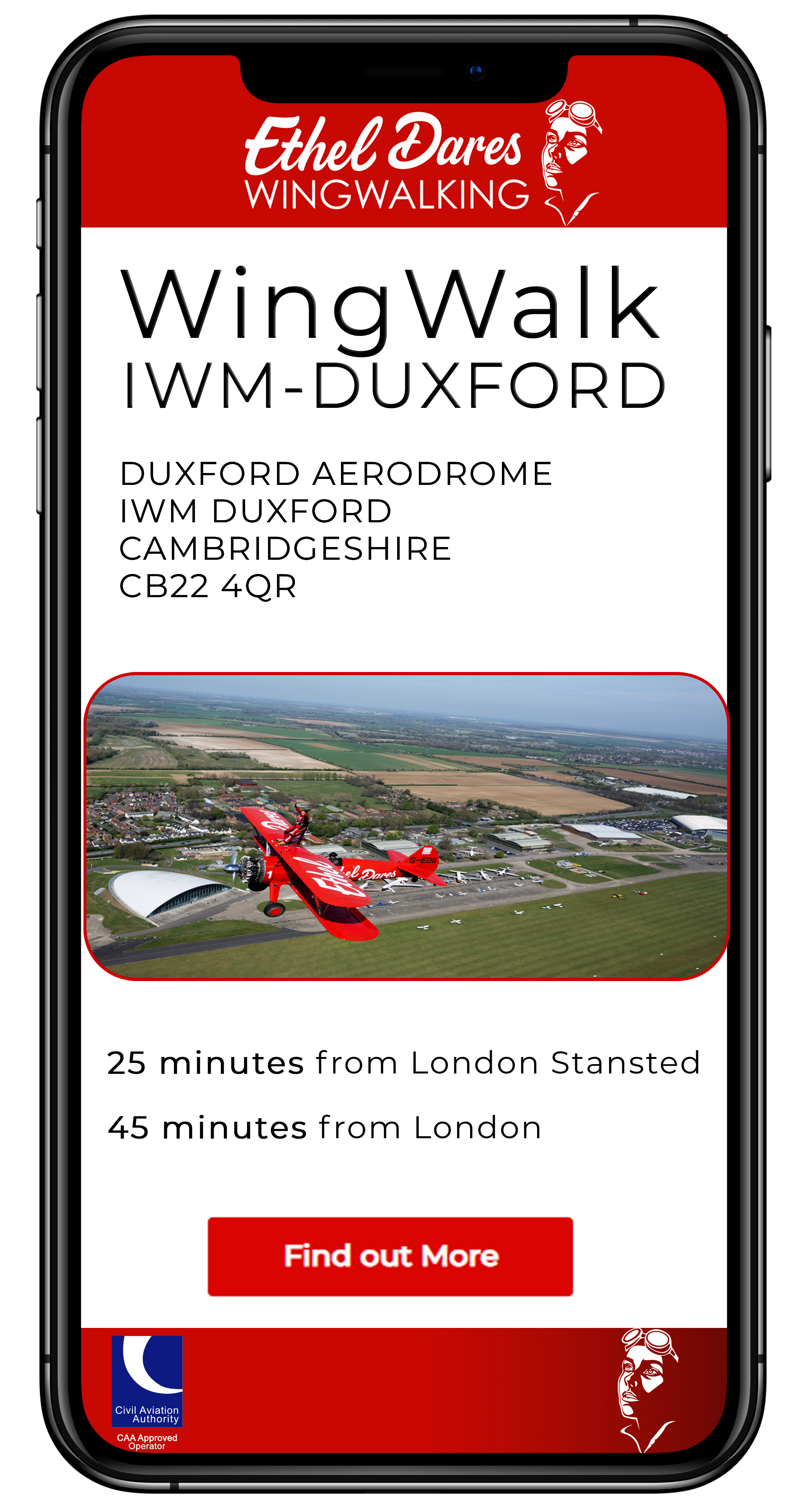 wingwalk with Ethel Dares Locations in Essex, London and Isle of Wight